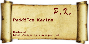 Padács Karina névjegykártya
